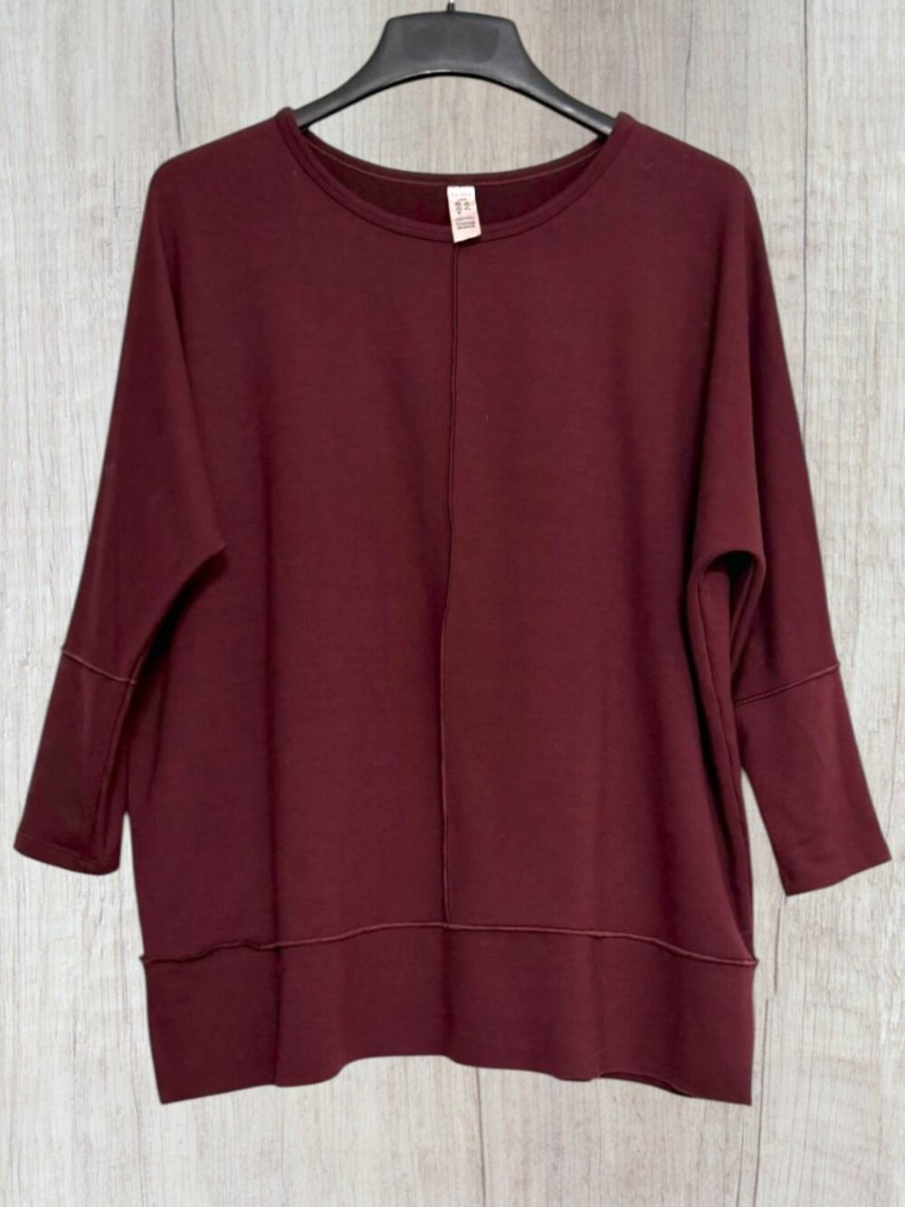 SPANX Perfect Length Dolman 3/4 Sleeve Tunic Top Burgundy Size L Large 50171R